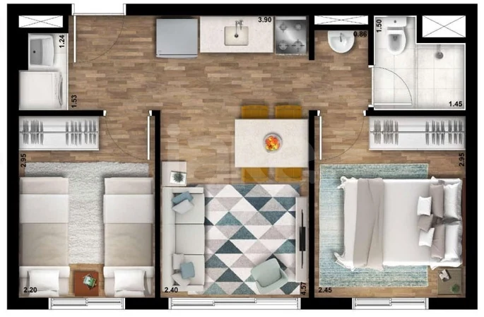 Planta — Apartamento 36,8 m²