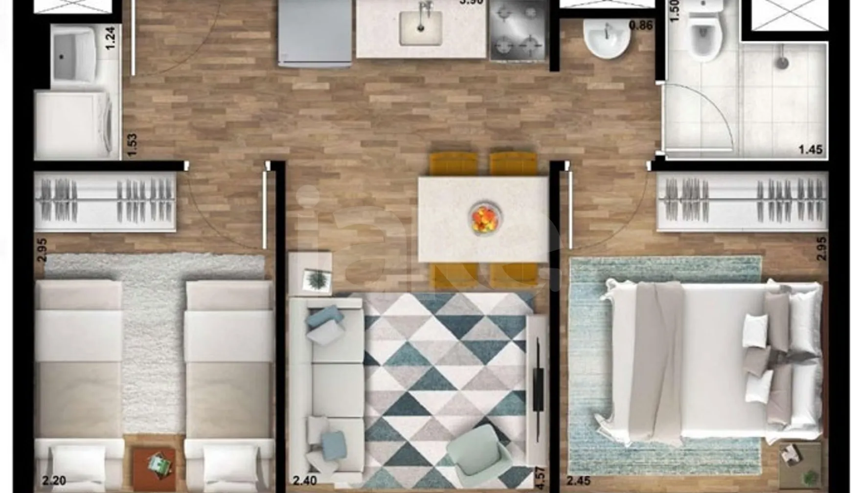 Planta — Apartamento 36,8 m²
