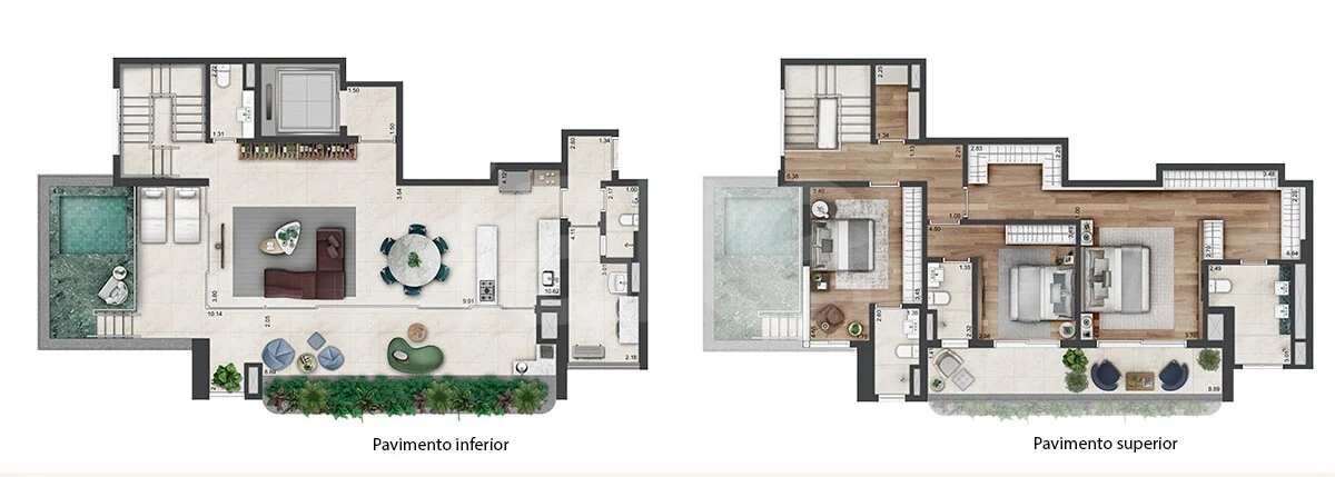Planta — Cobertura Duplex 263 m²