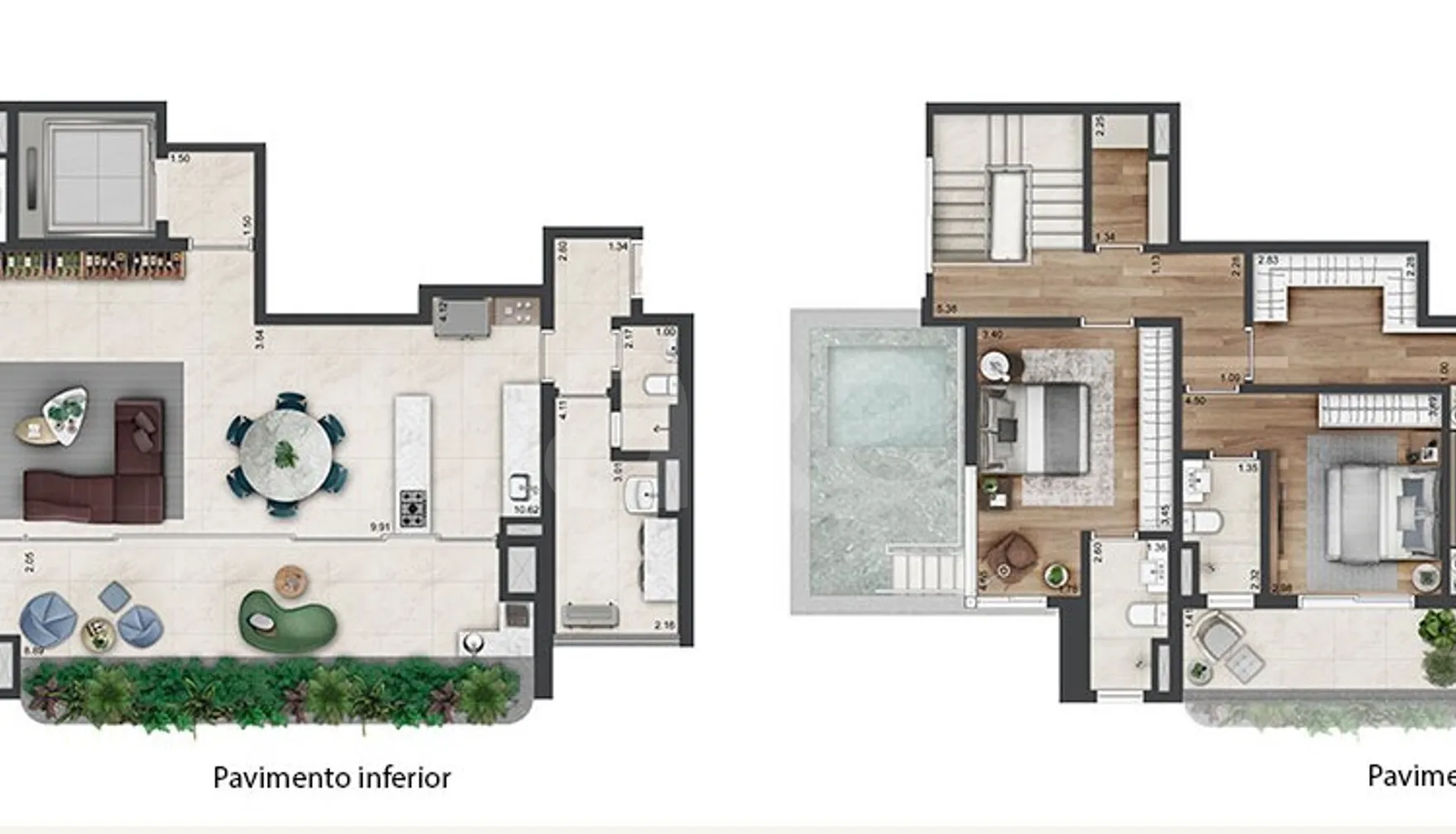 Planta — Cobertura Duplex 263 m²