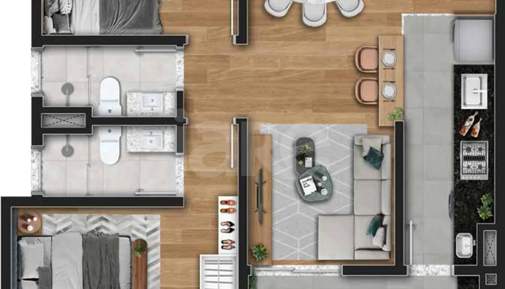 Planta — Apartamento 66,14 m²