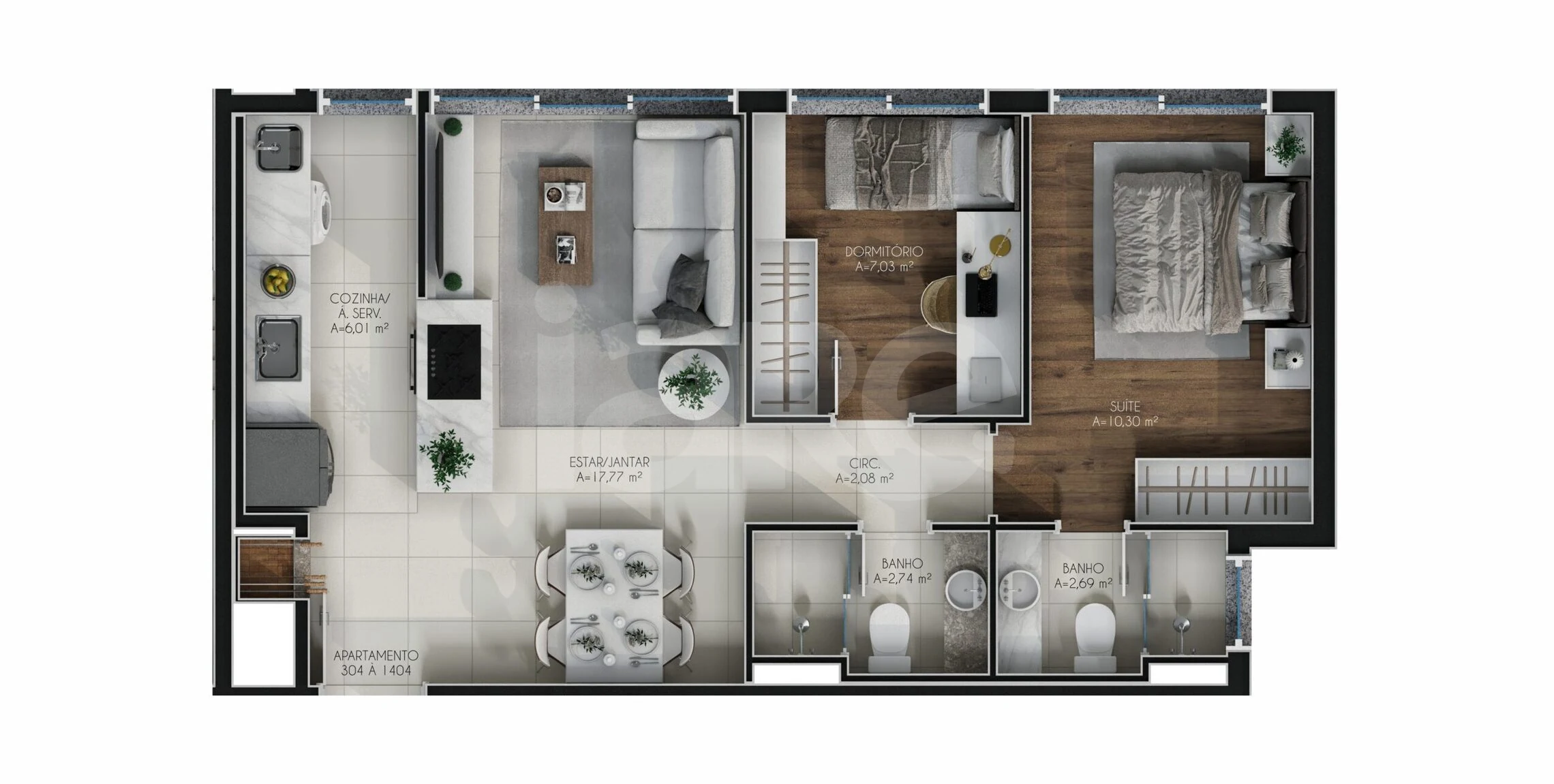Planta — Apartamento 79 m²