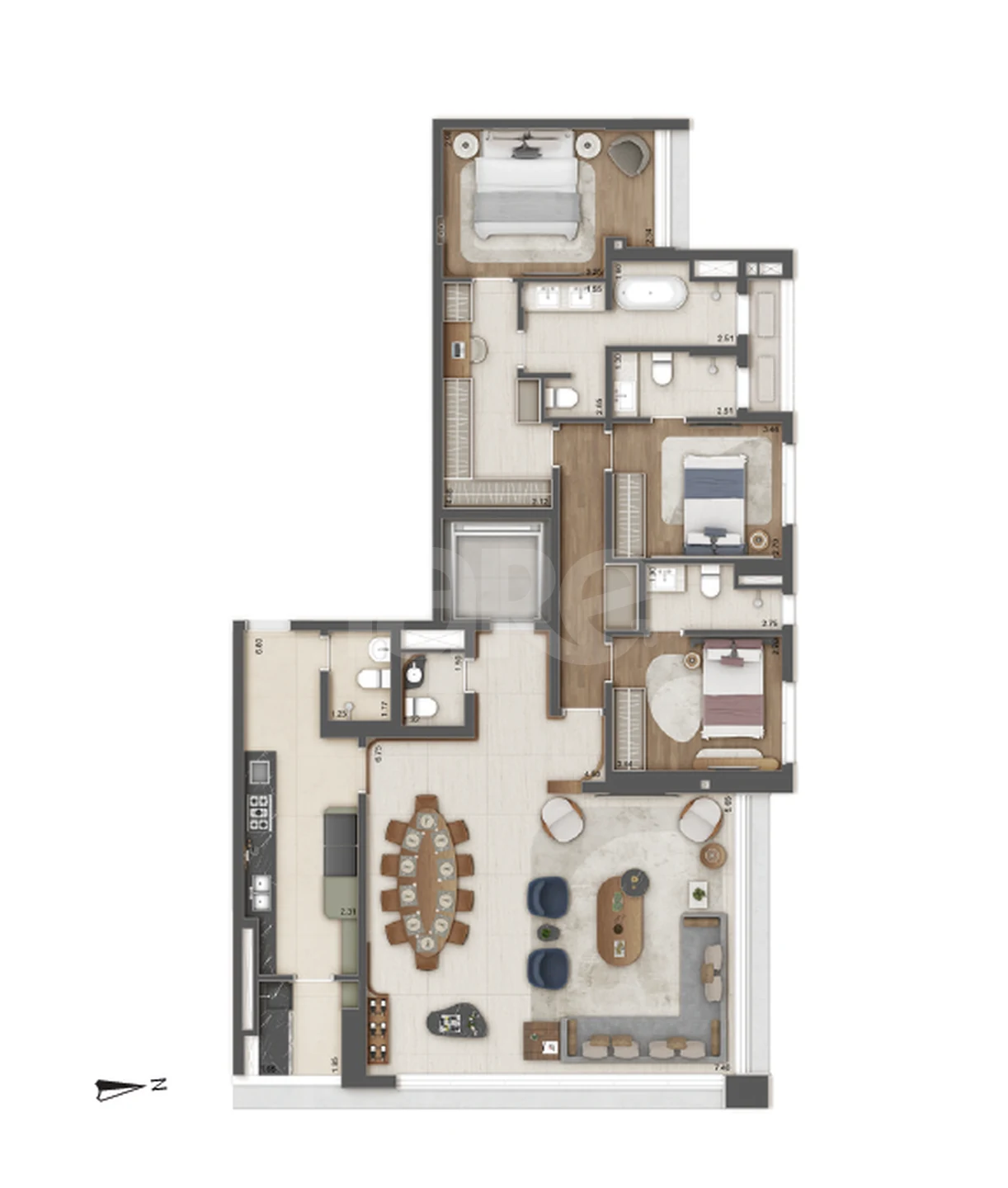 Planta — Apartamento 157,87 m²