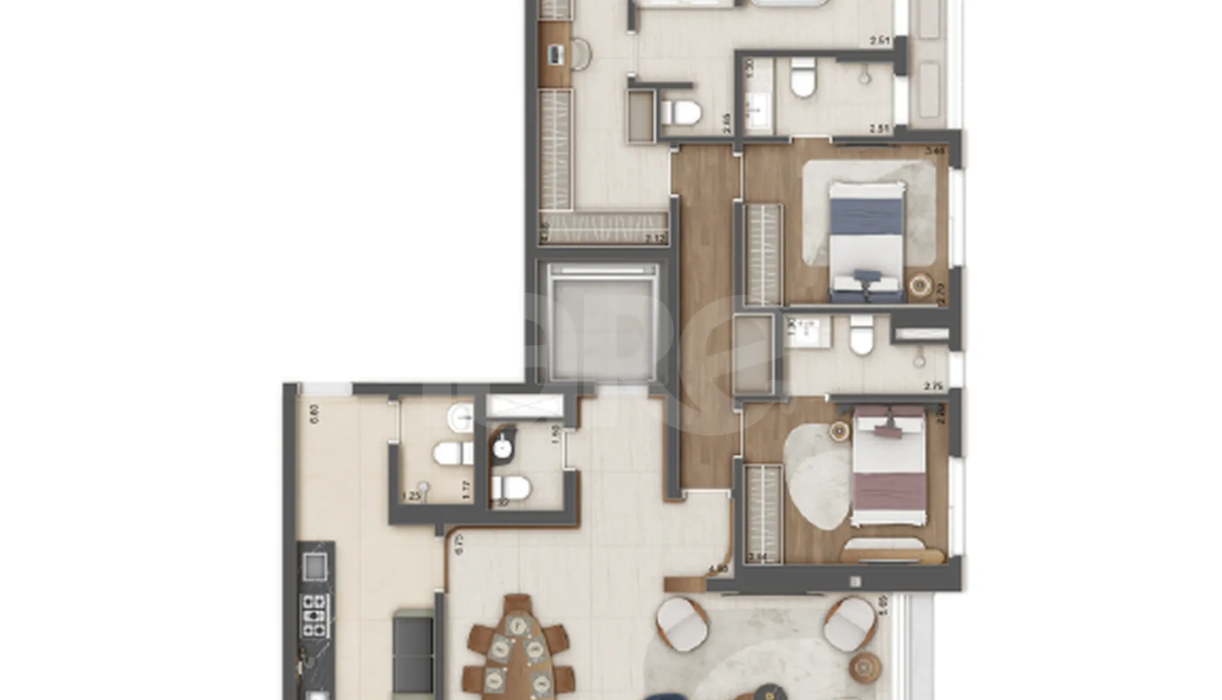 Planta — Apartamento 157,87 m²