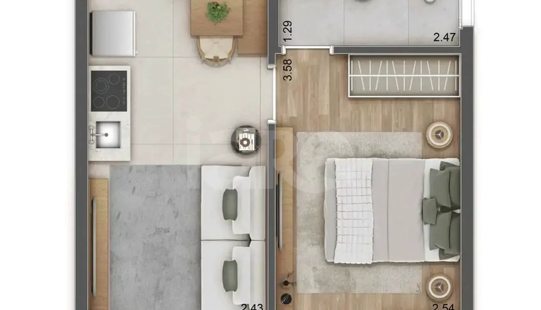 Planta — Apartamento 35,68 m²
