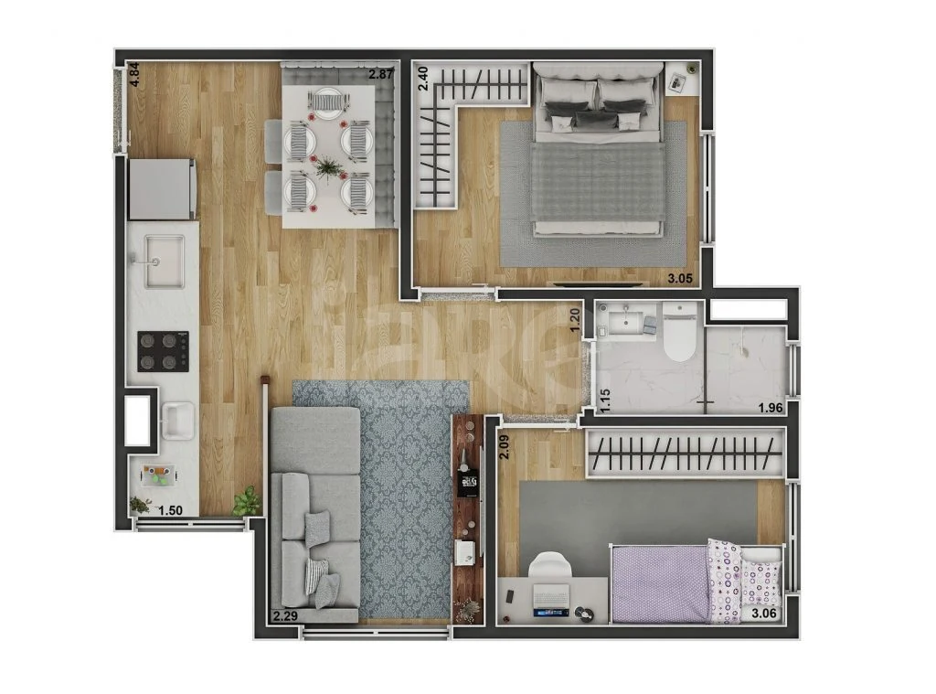 Planta — Apartamento 36,53 m²