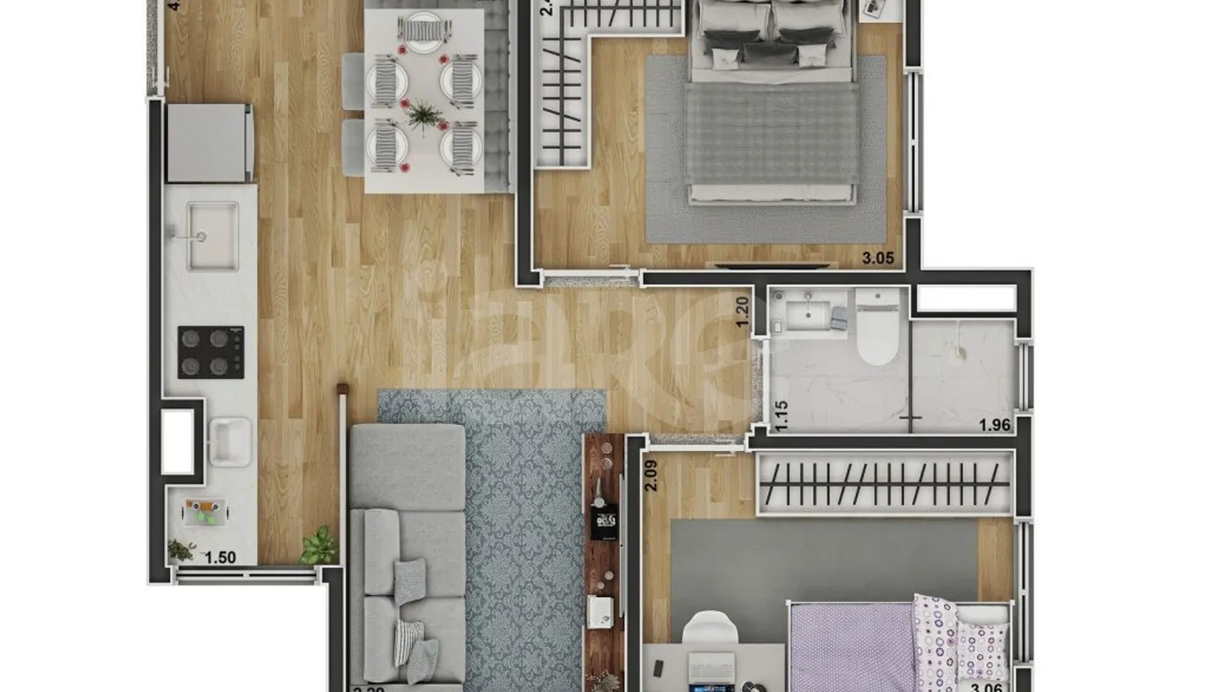Planta — Apartamento 36,53 m²