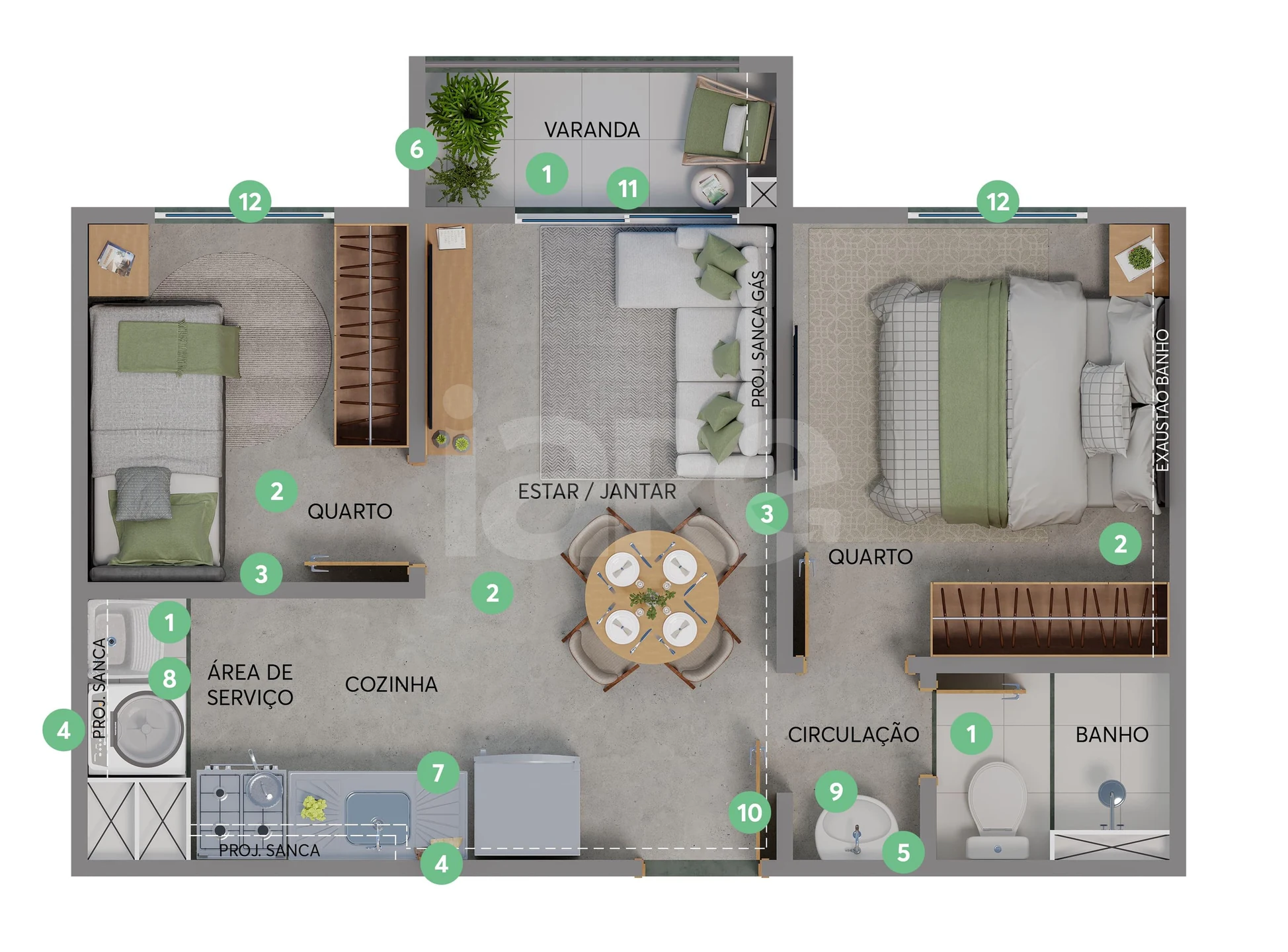 Planta — Apartamento 34,09 m²