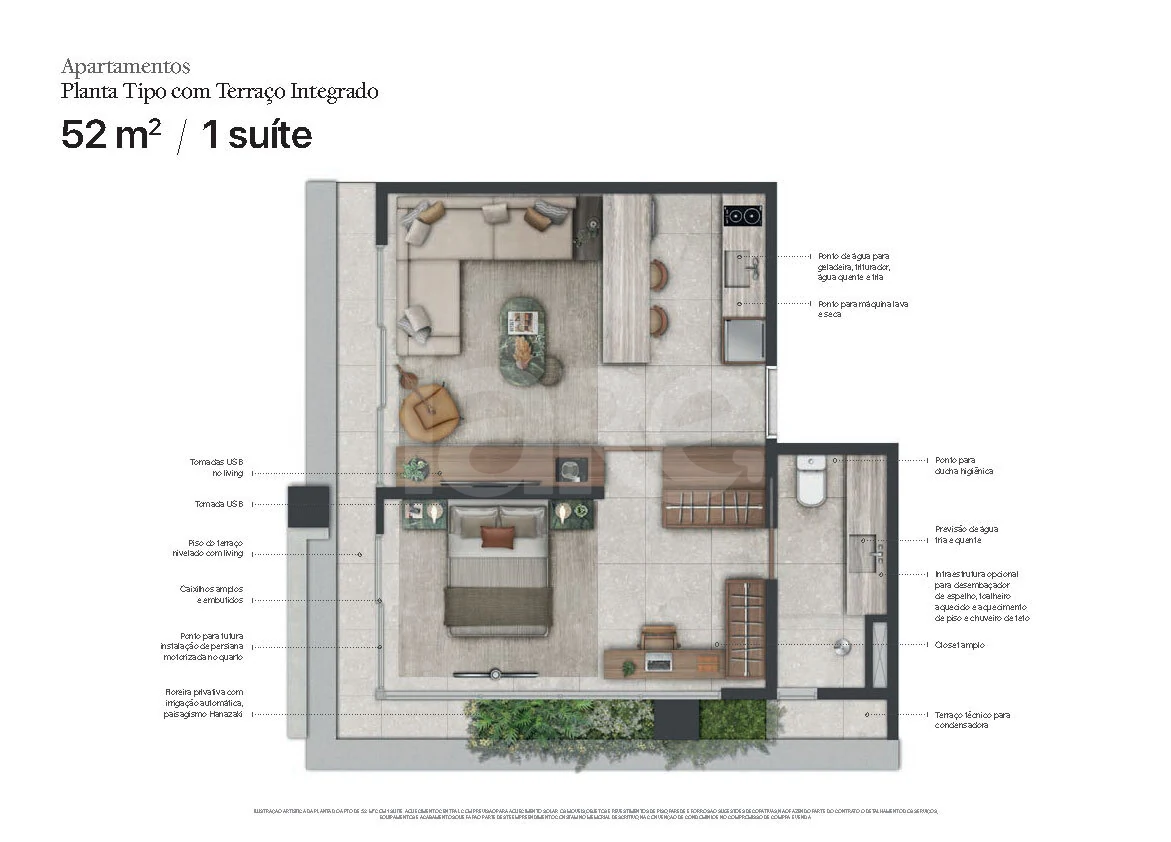 Planta — Apartamento 52,35 m²
