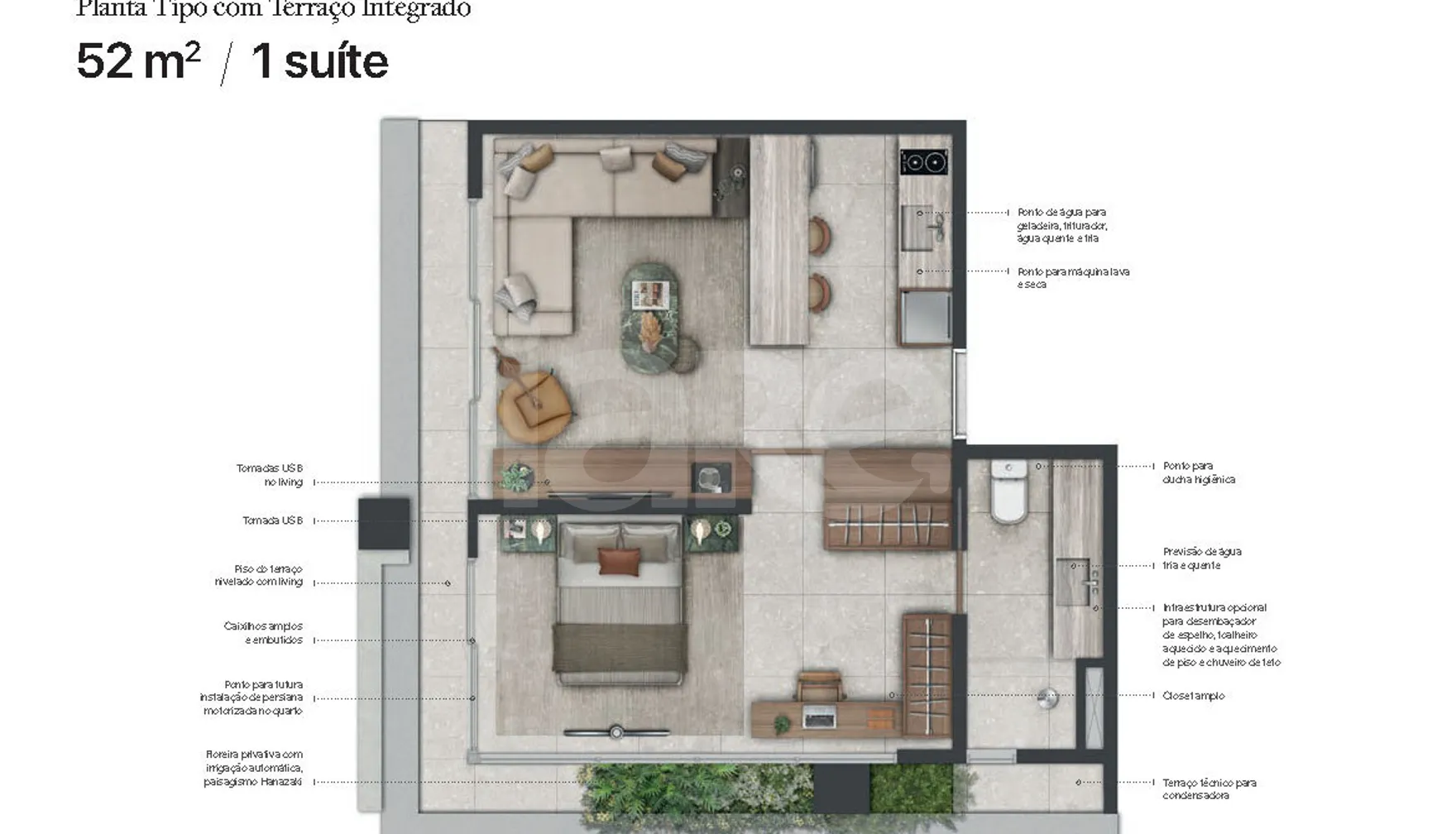 Planta — Apartamento 52,35 m²