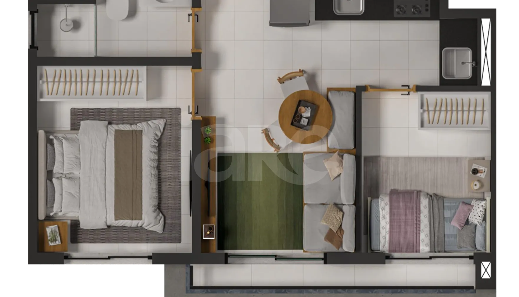 Planta — Apartamento 34,05 m²