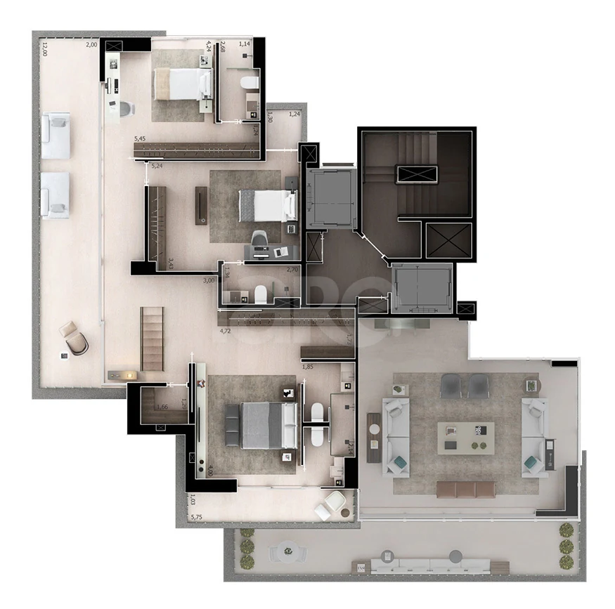 Planta — Cobertura Duplex 298 m²