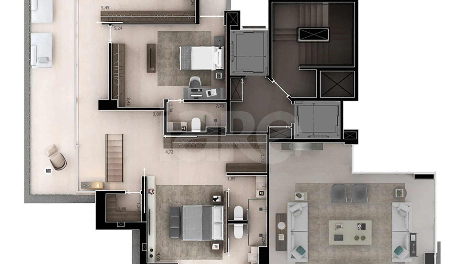 Planta — Cobertura Duplex 298 m²