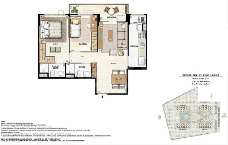 Planta — Apartamento 77,34 m²