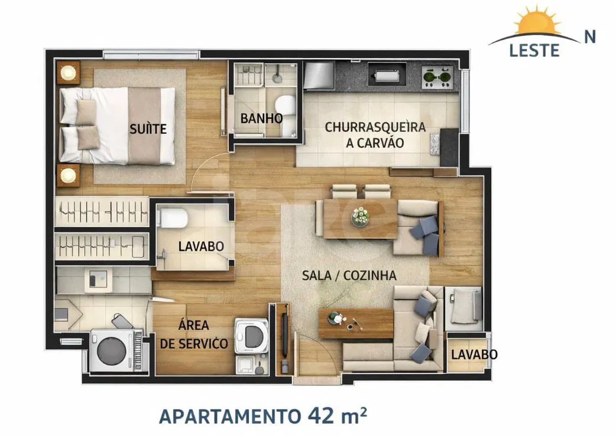 Planta — Apartamento 42,8 m²