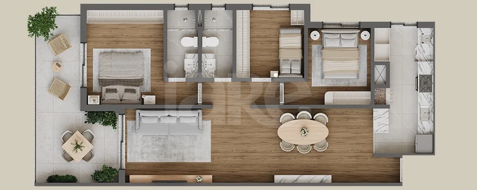 Planta — Apartamento 104,8 m²