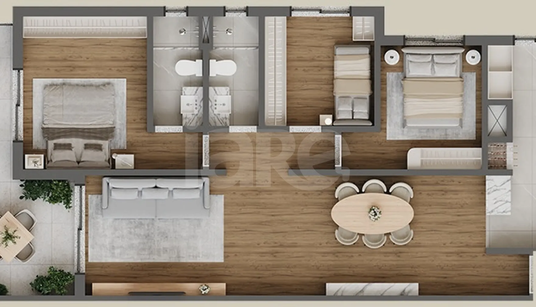 Planta — Apartamento 104,8 m²