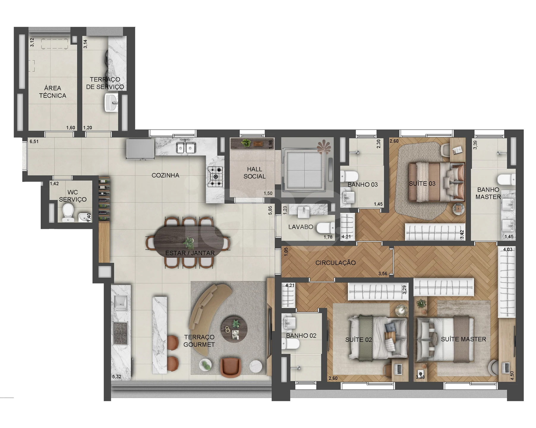 Planta — Apartamento 133 m²