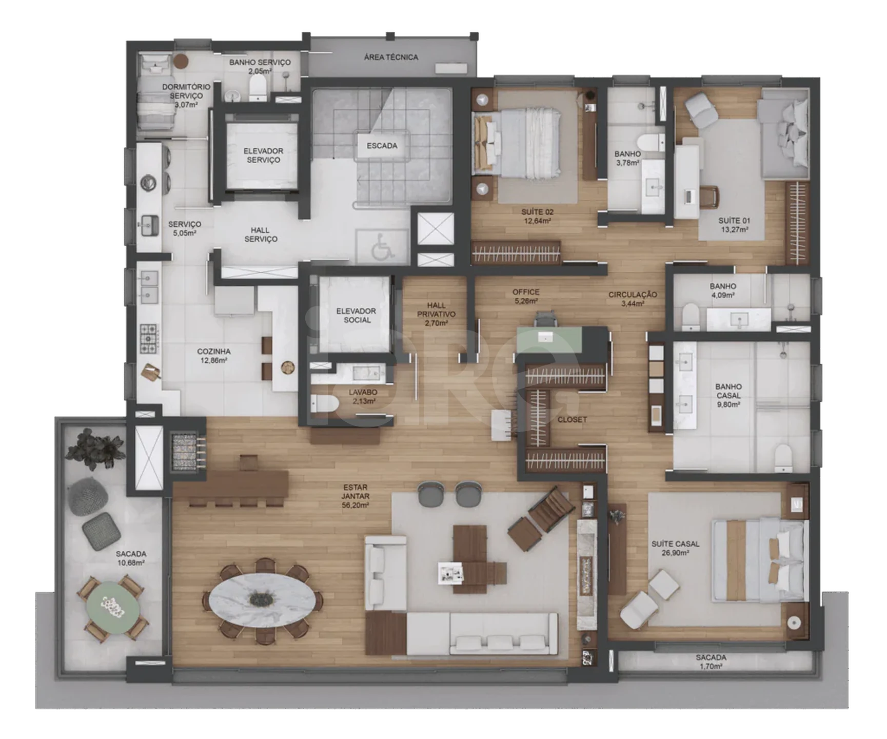 Planta — Apartamento 214,81 m²