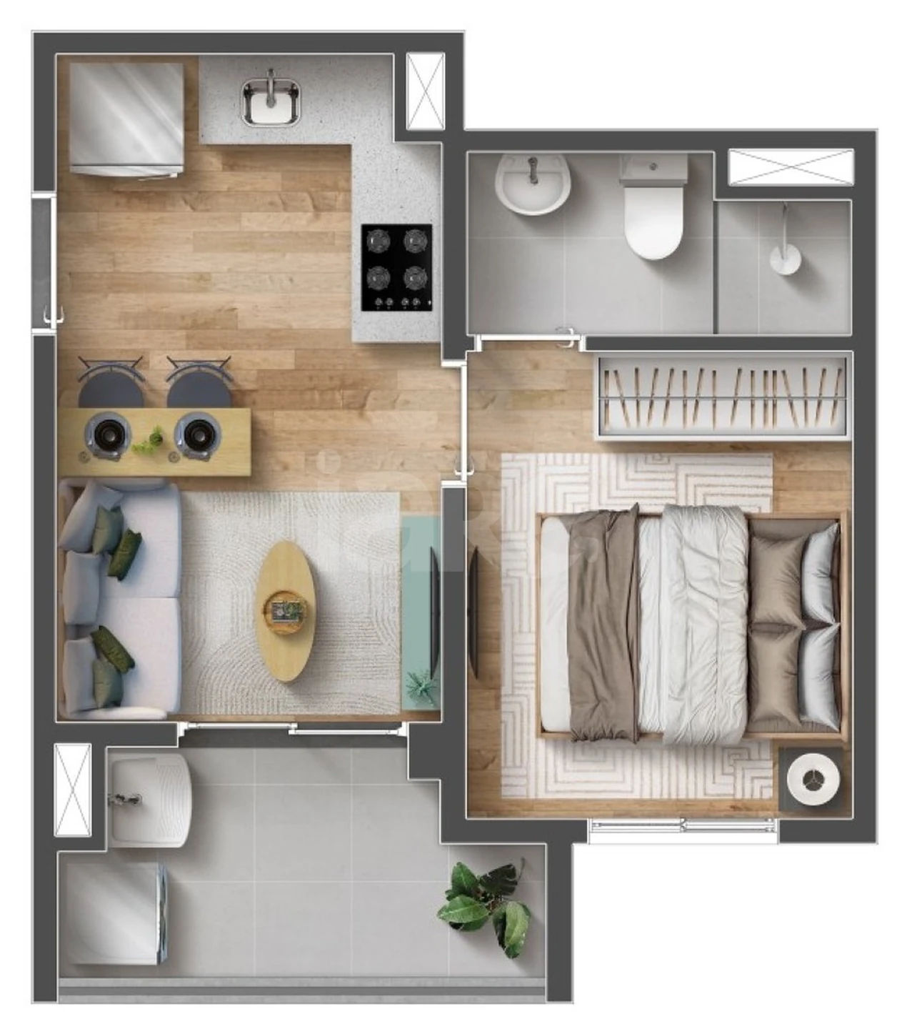 Planta — Apartamento 27,43 m²