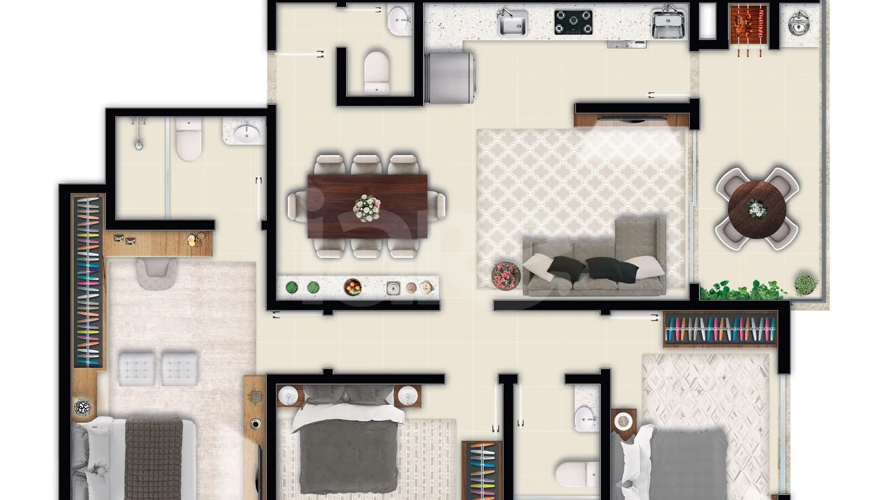 Planta — Apartamento 88,12 m²