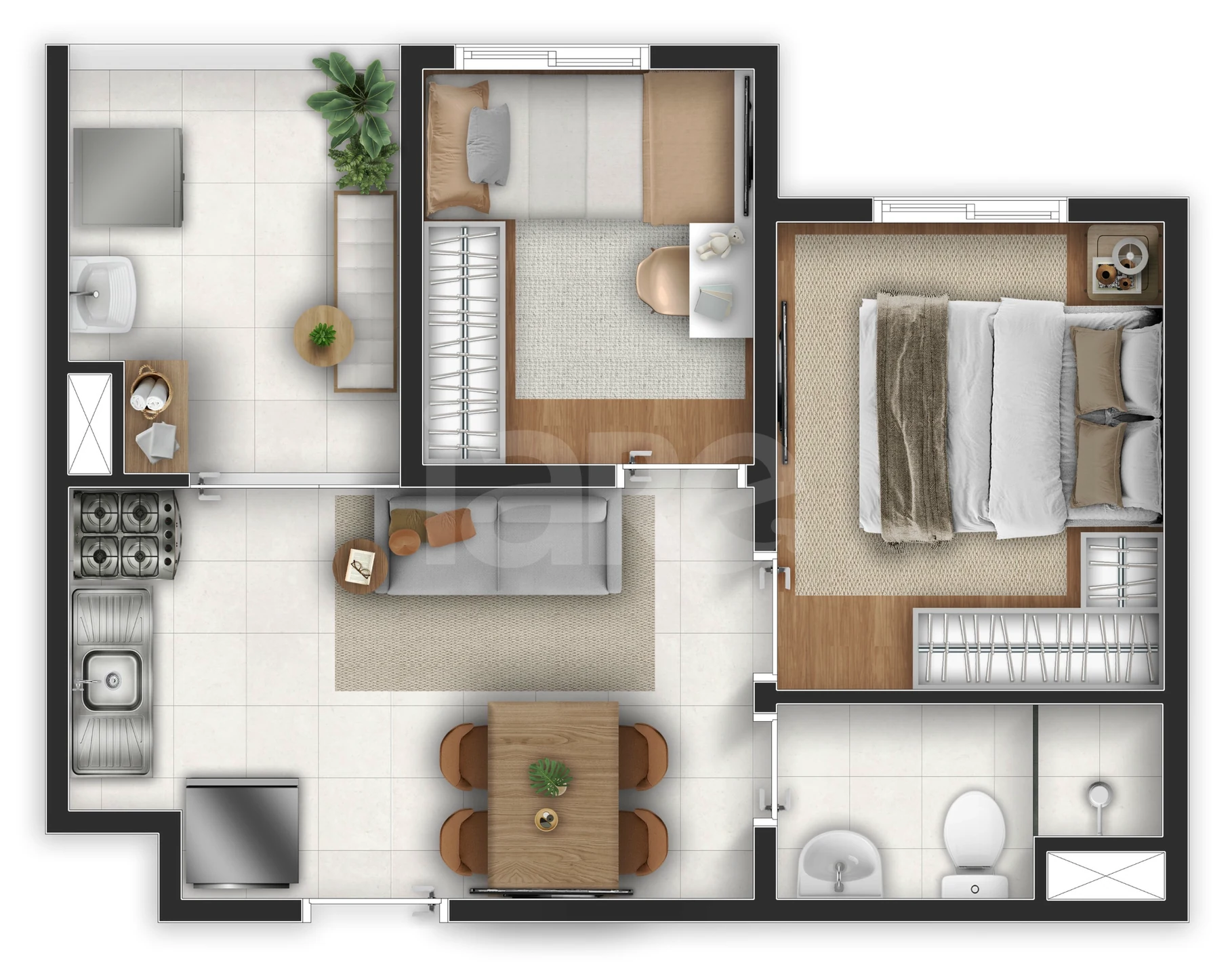 Planta — Apartamento 34,89 m²