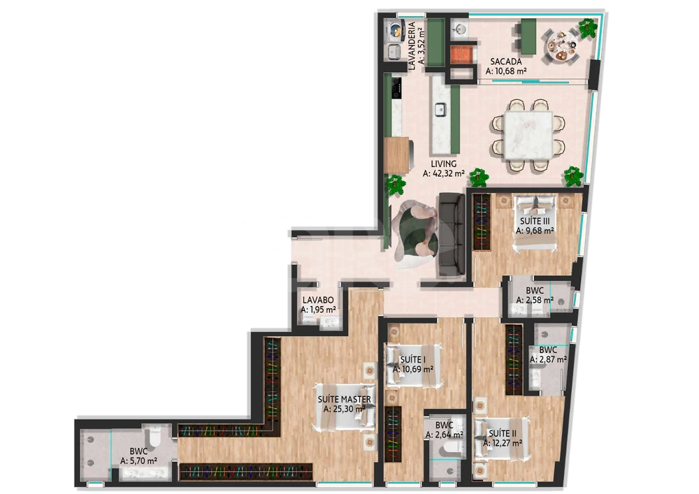 Planta — Apartamento 148,11 m²