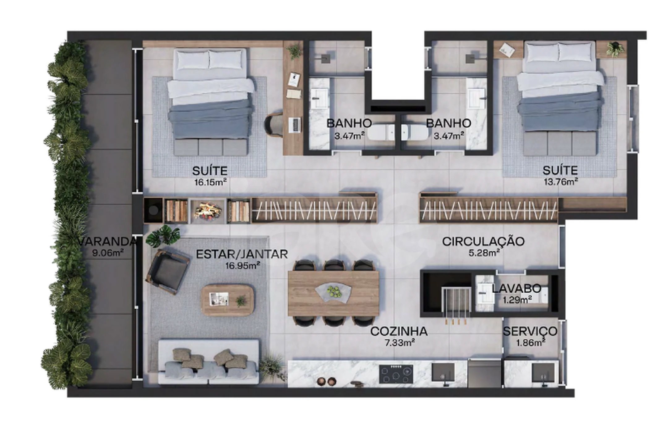 Planta — Apartamento 86 m²