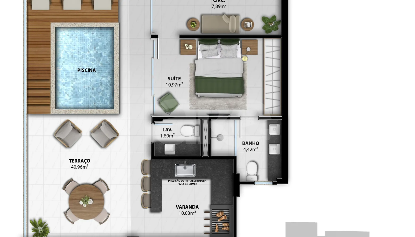 Planta — Cobertura Duplex 168,49 m²
