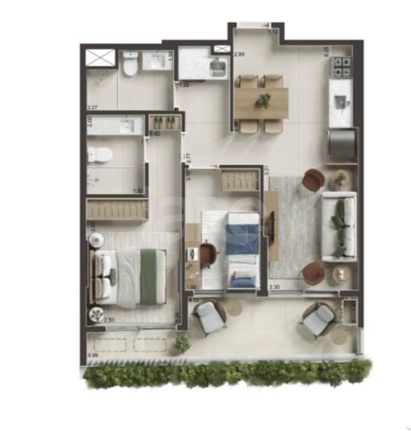 Planta — Apartamento 60,19 m²