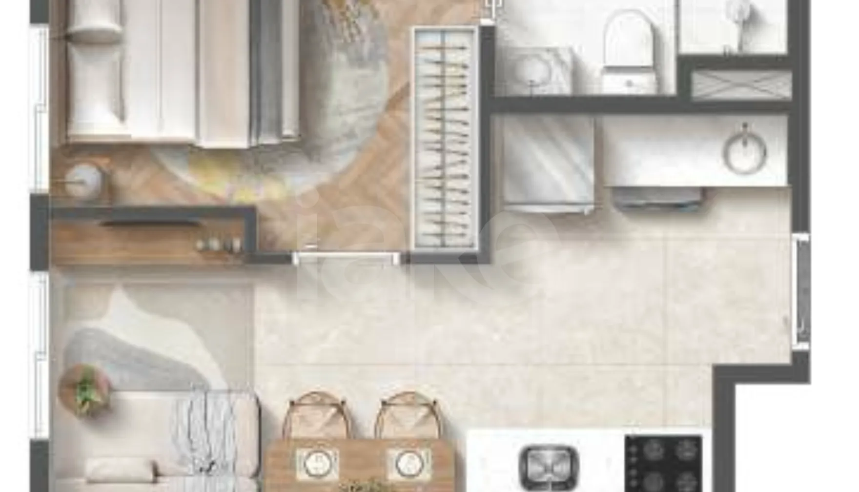 Planta — Apartamento 24,43 m²