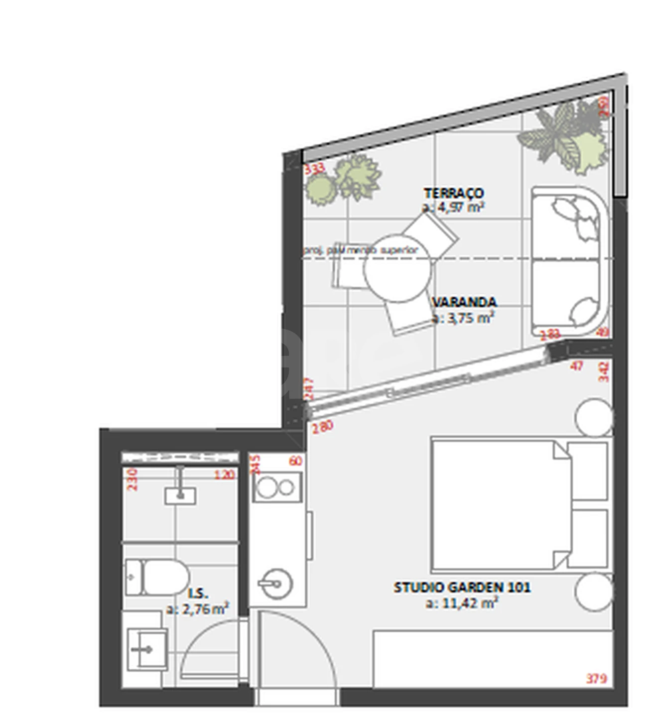 Planta — Garden 26,16 m²