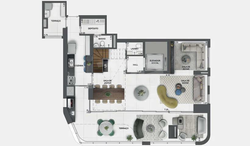 Planta — Cobertura Duplex 213 m²