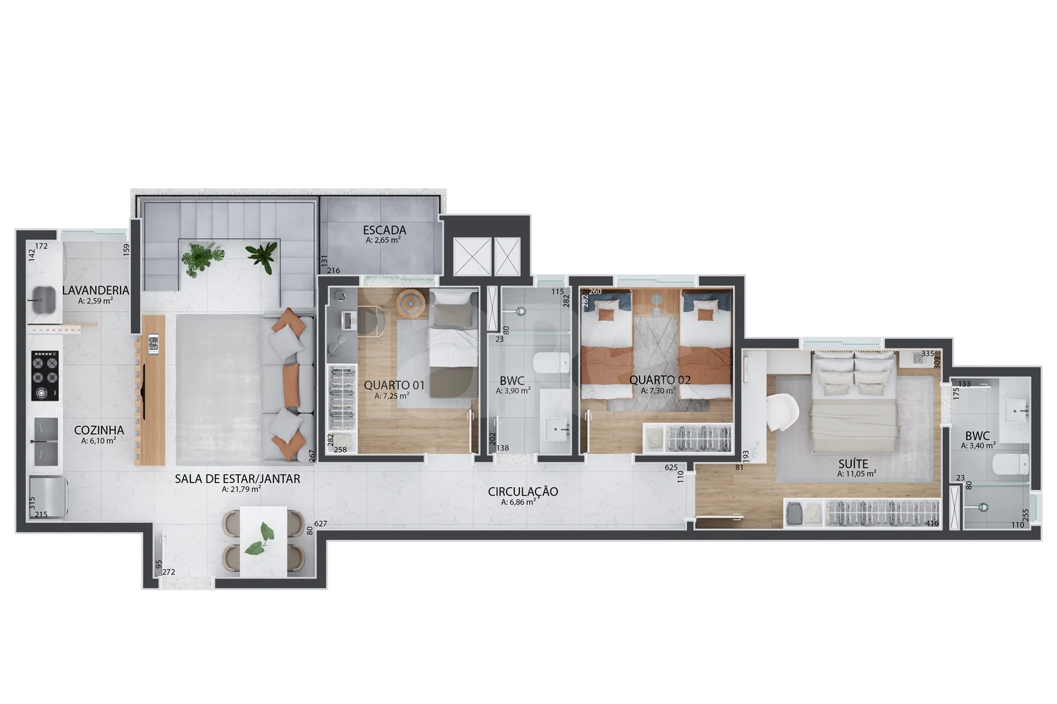Planta — Apartamento 81,73 m²