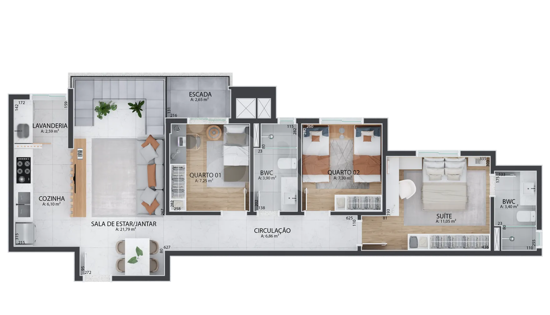Planta — Apartamento 81,73 m²