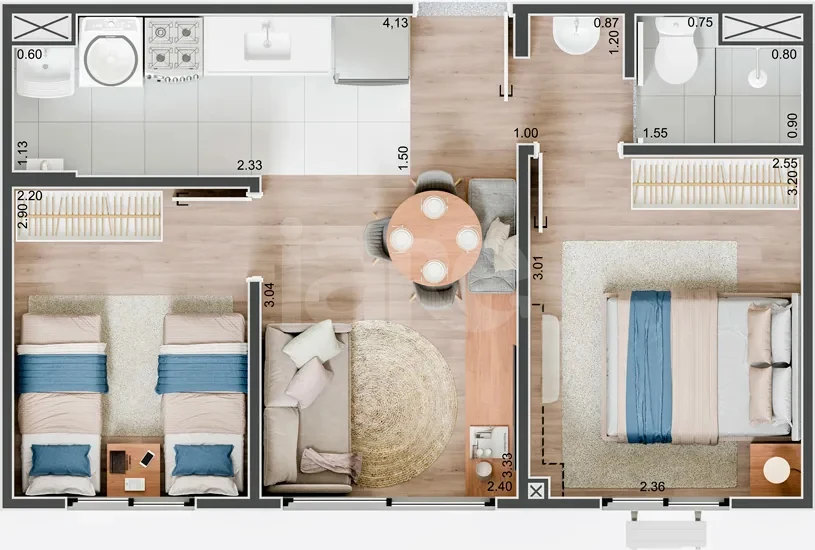 Planta — Apartamento 35,84 m²
