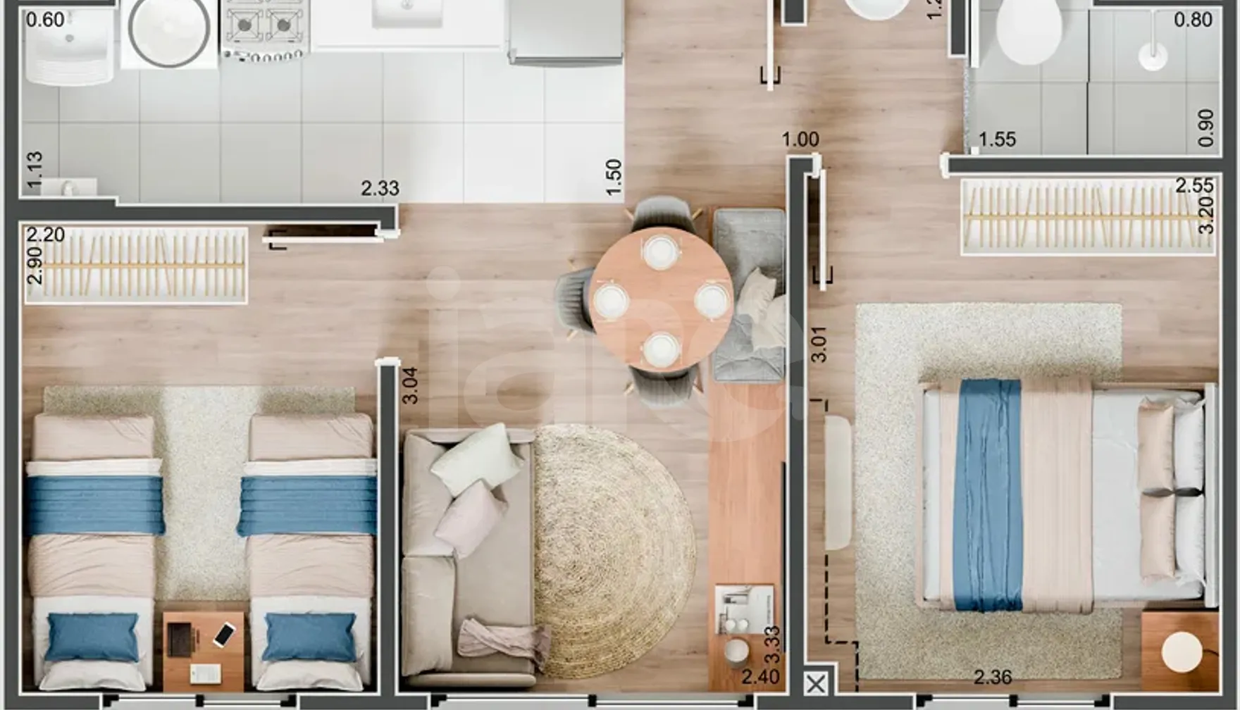 Planta — Apartamento 35,84 m²