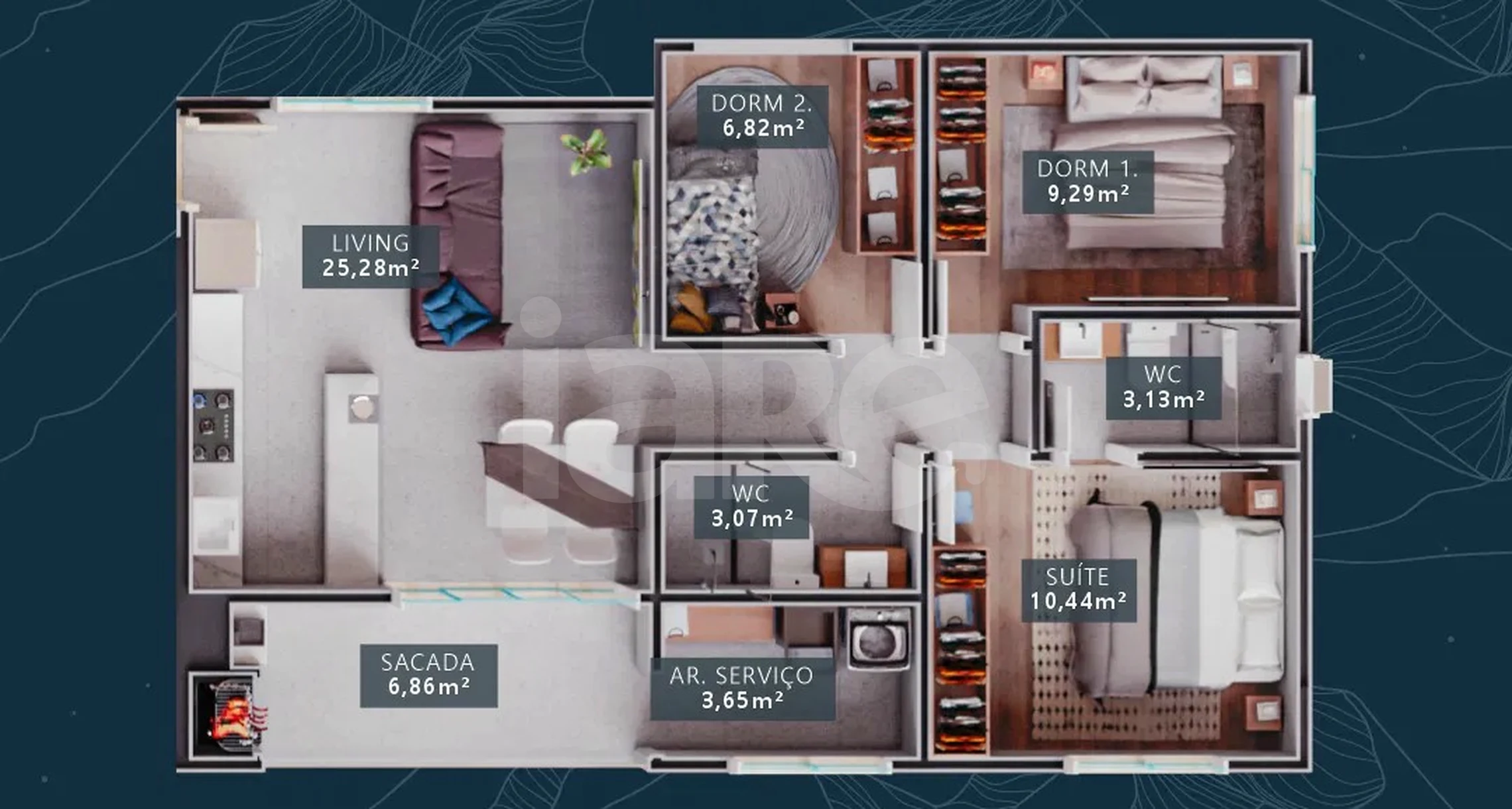 Planta — Apartamento 69 m²