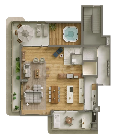 Planta — Cobertura Duplex 214,48 m² · 1º pavimento