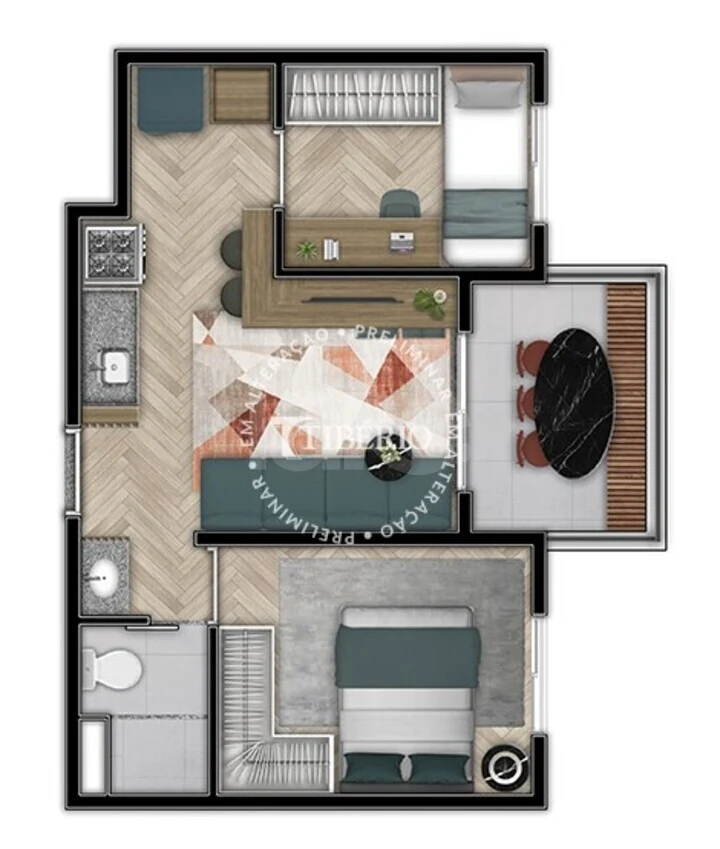Planta — Apartamento 38,08 m²