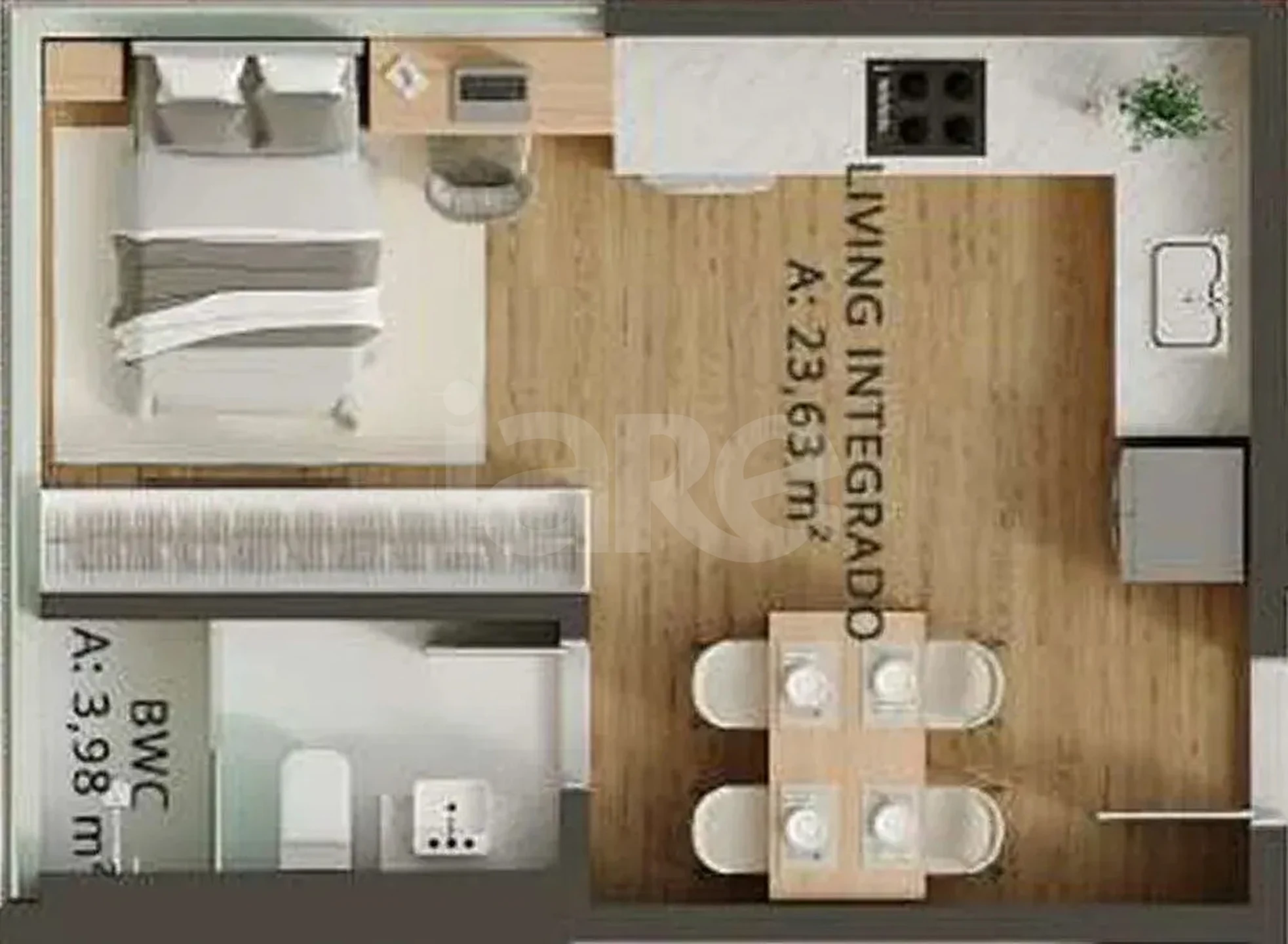 Planta — Studio 34,05 m²