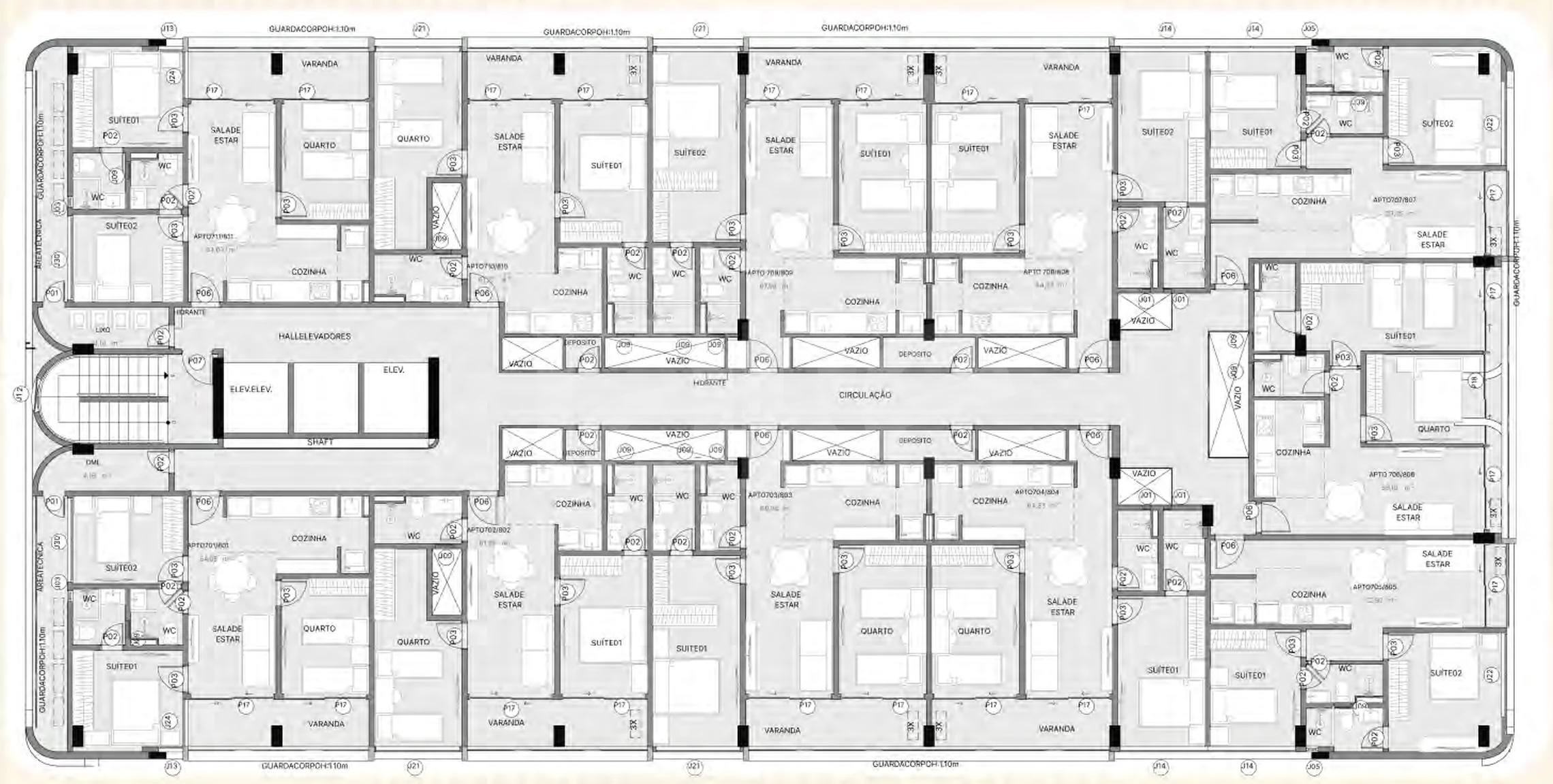 Planta — Pavimento 07 ao 10