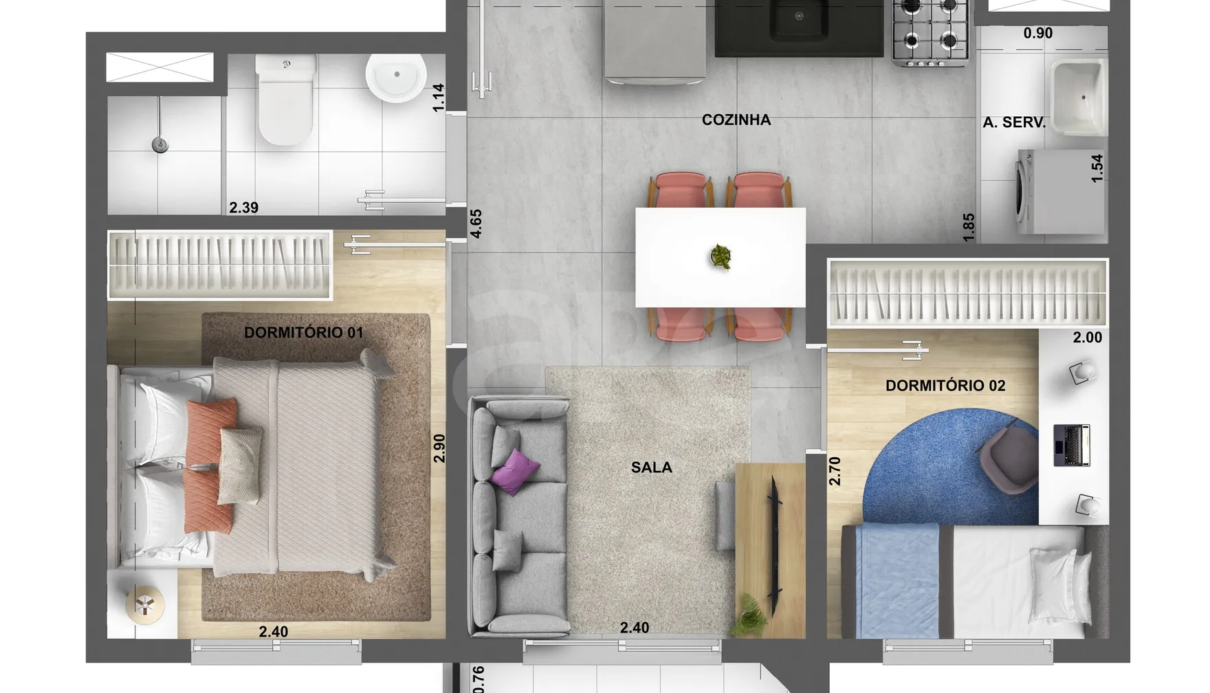 Planta — Apartamento 34 m²