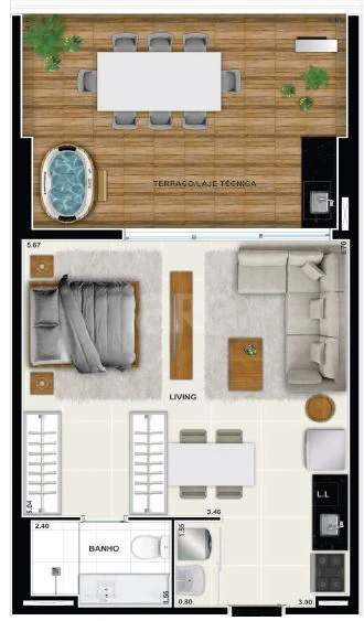 Planta — Garden 67,3 m²