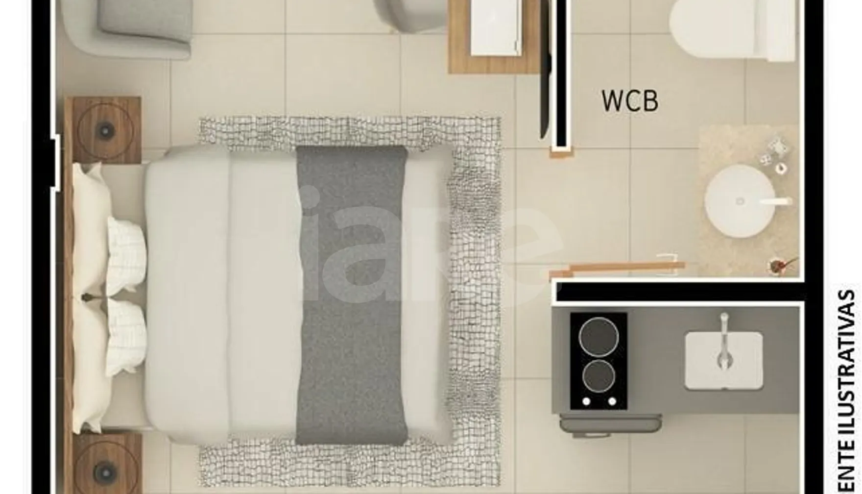 Planta — Studio 18,55 m²