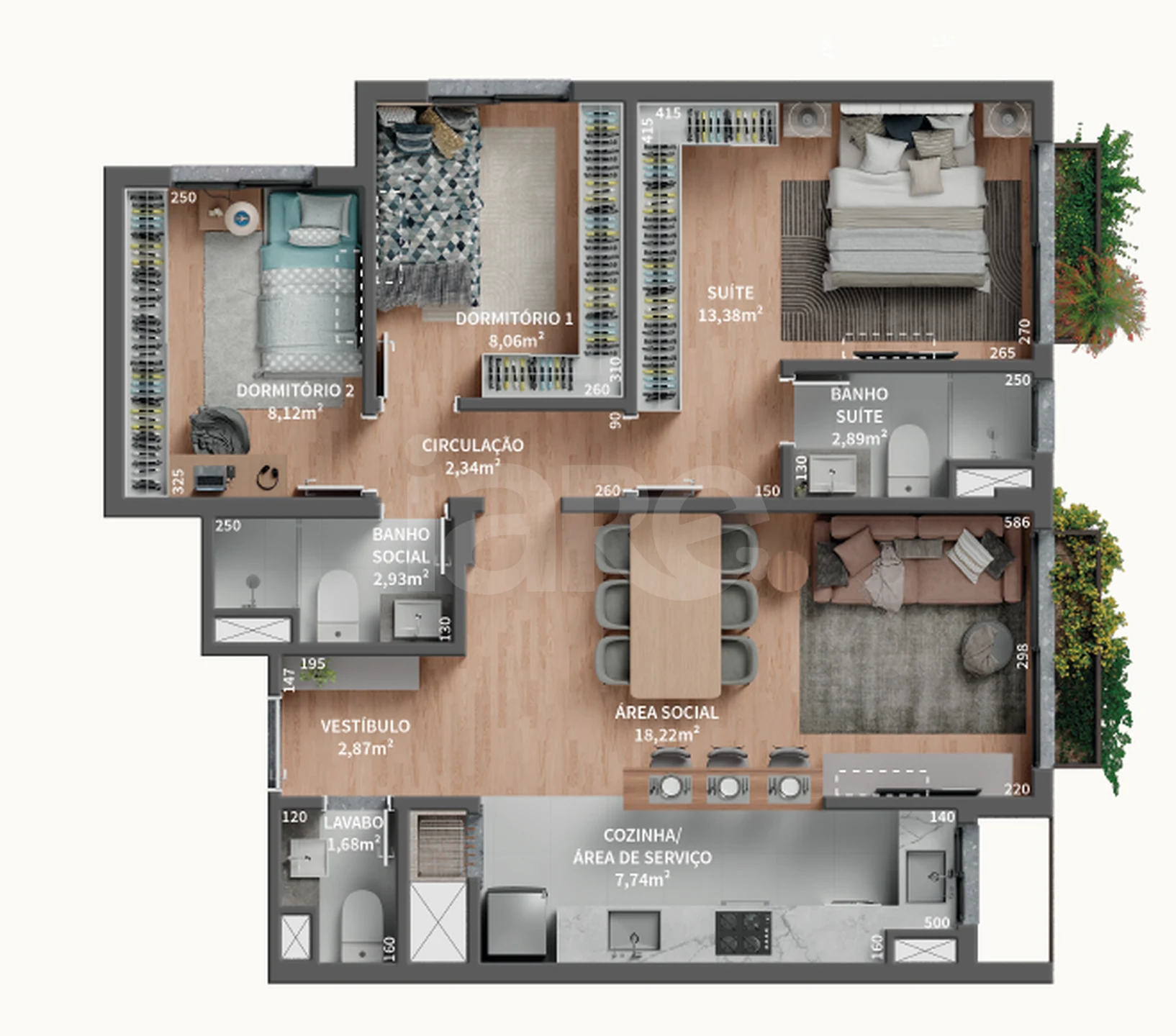 Planta — Apartamento 83,18 m²