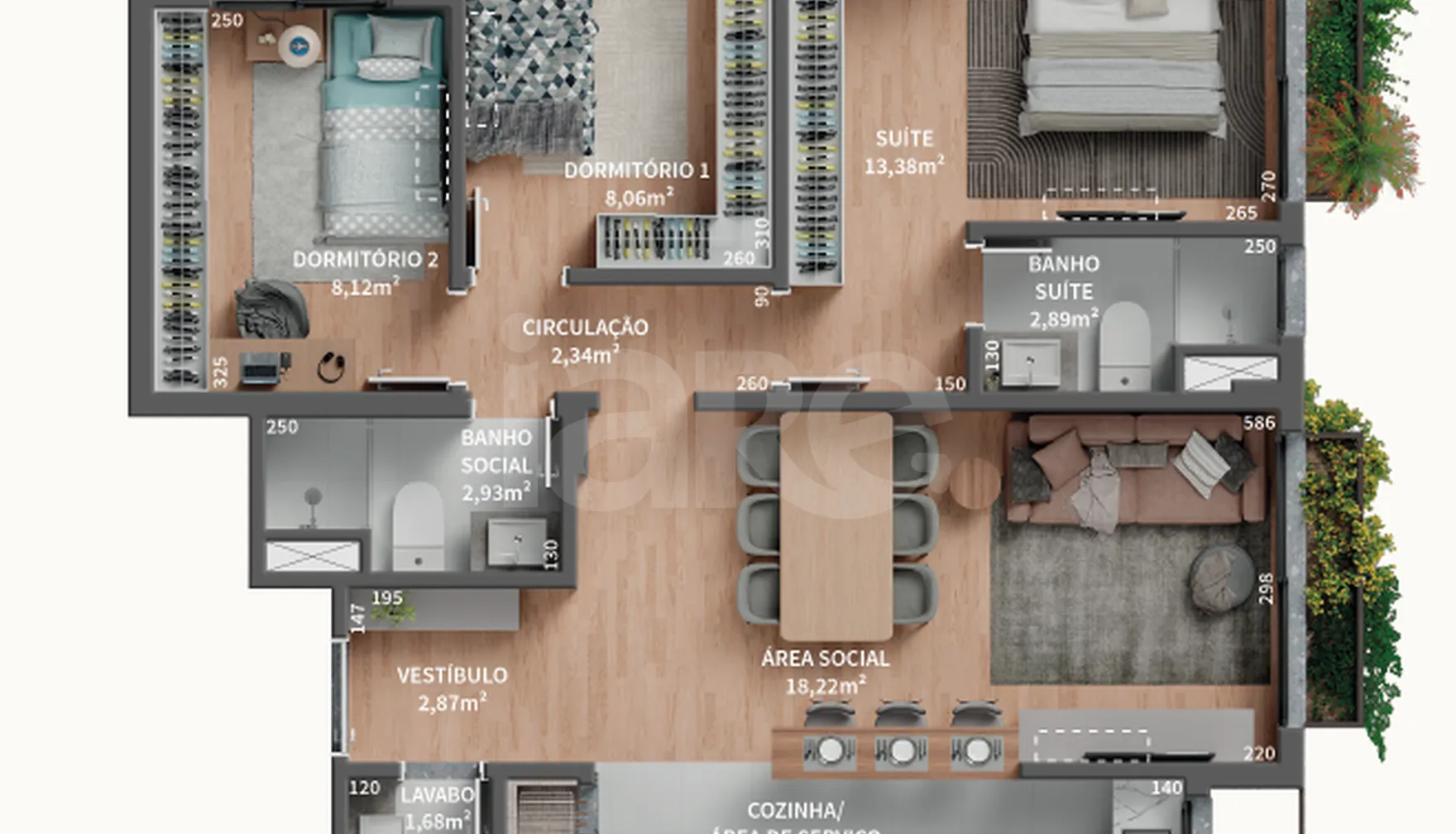 Planta — Apartamento 83,18 m²