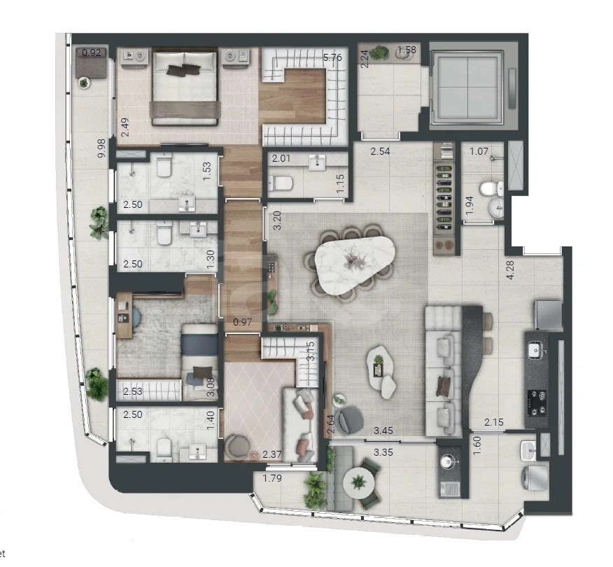Planta — Apartamento 129,22 m²