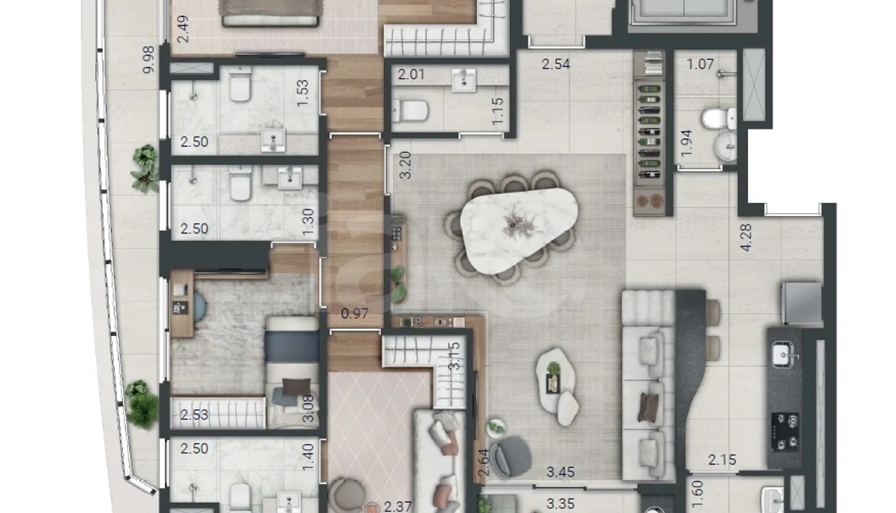Planta — Apartamento 129,22 m²
