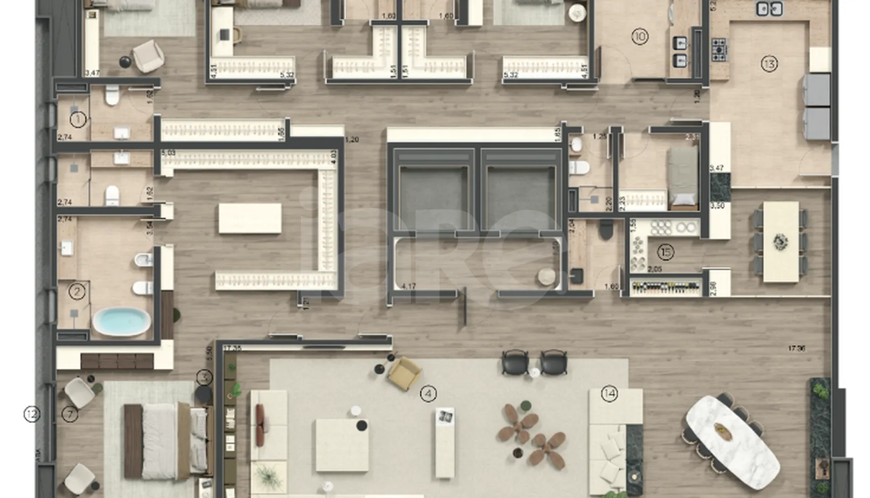 Planta — Apartamento 400,17 m²